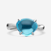 Bulgari Sassi 18K White Gold Blue Topaz Ring Sz. 5 346937 - THE SOLIST