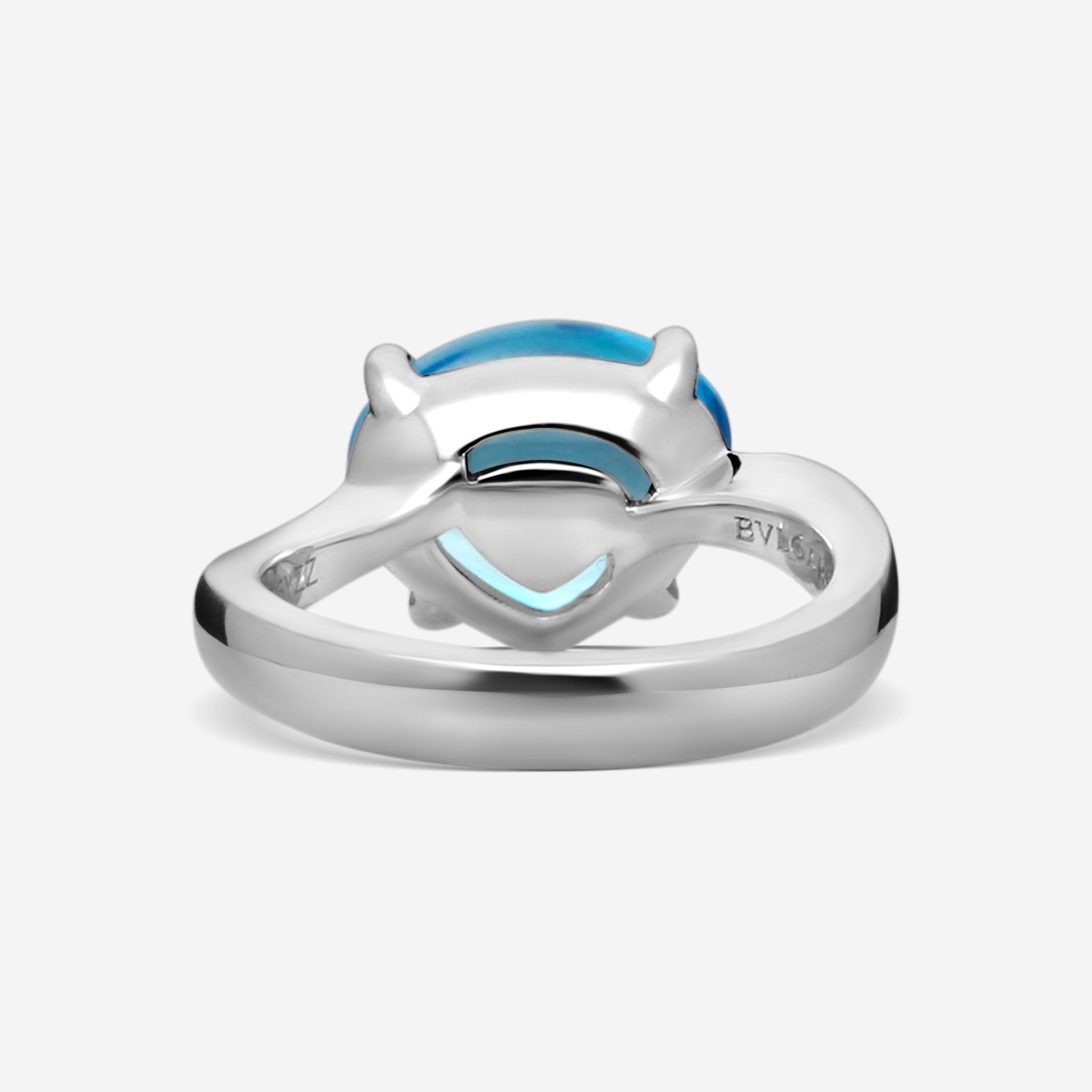 Bulgari Sassi 18K White Gold Blue Topaz Ring Sz. 5 346937 - THE SOLIST