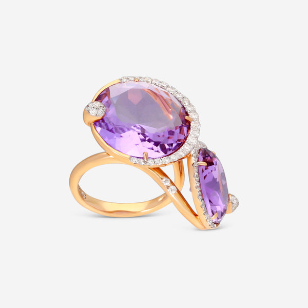 Casato Rock With You 18K Yellow Gold, Amethyst and Diamond Cocktail Ring 348127