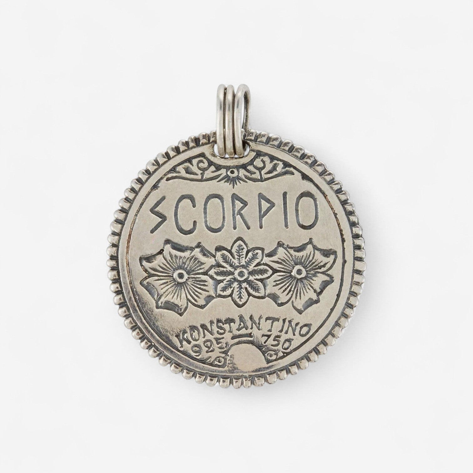 Konstantino Zodiac Scorpio Sterling Silver & 18K Yellow Gold Diamond Carved Pendant MEKJ633-109 - THE SOLIST