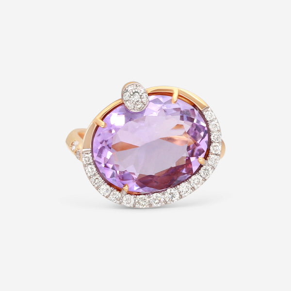 Casato Rock With You 18K Yellow Gold, Amethyst and Diamond Cocktail Ring 357508