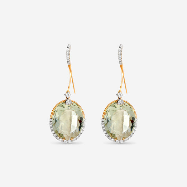 Casato Rock With You 18K Yellow Gold, Prasiolite and Diamond Drop Earrings 357660