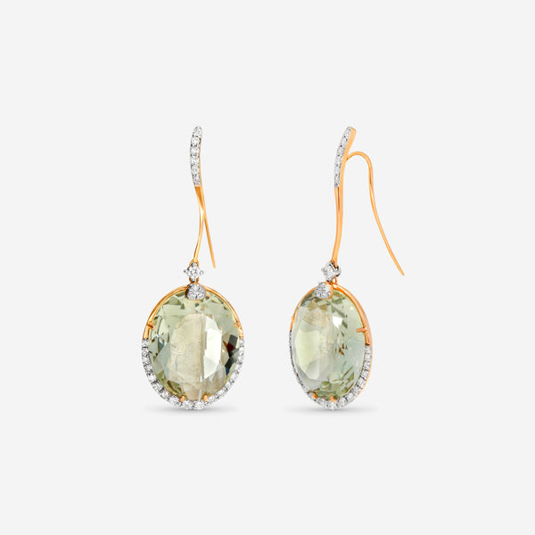 Casato Rock With You 18K Yellow Gold, Prasiolite and Diamond Drop Earrings 357660