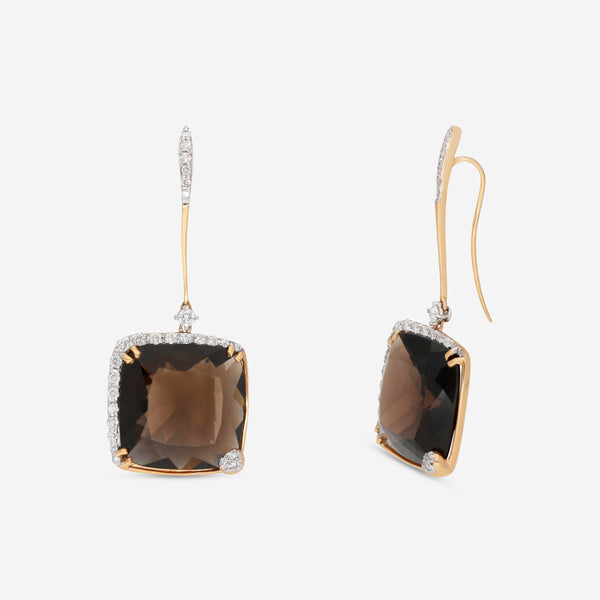Casato Rock With You 18K Yellow Gold, Smoky Quartz and Diamond 0.83ct. tw. Drop Earrings 357697