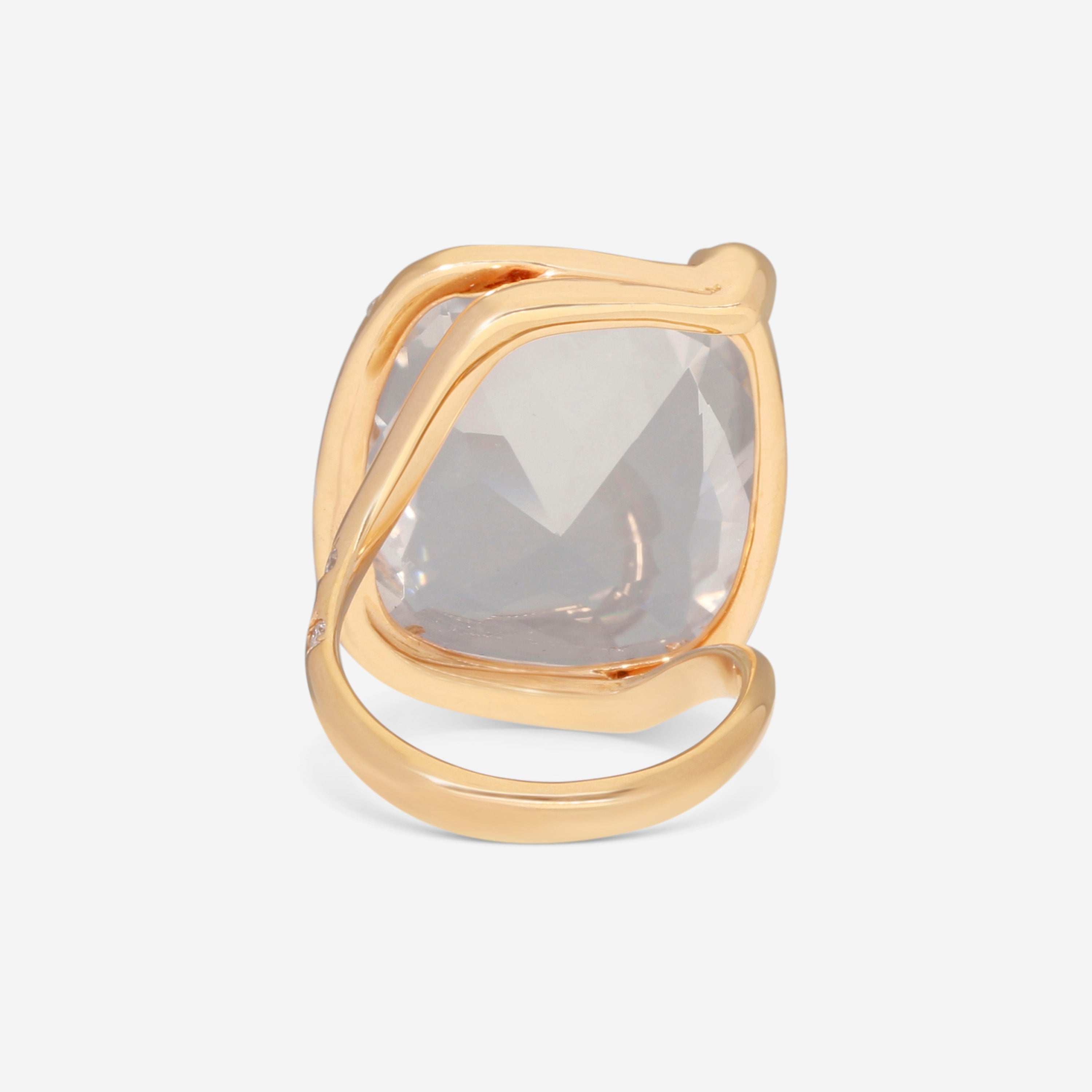 Casato Rock With You 18K Yellow Gold, Rock Crystal and Diamond Ring 357768
