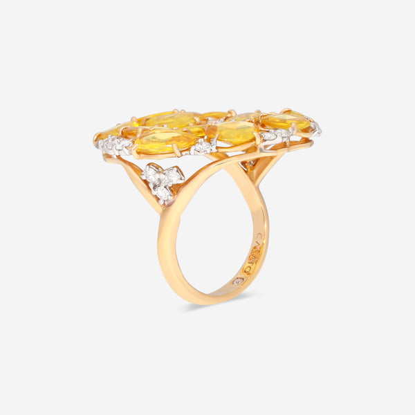 Casato 18K Yellow Gold, Yellow Sapphire and Diamond 0.75ct. tw. Cocktail Ring 357893