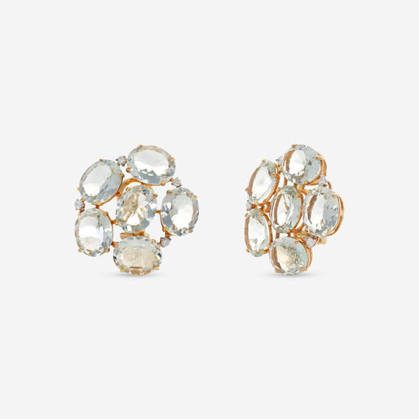 Casato 18K Yellow Gold, Prasiolite and Diamond French Clip Earrings 363127