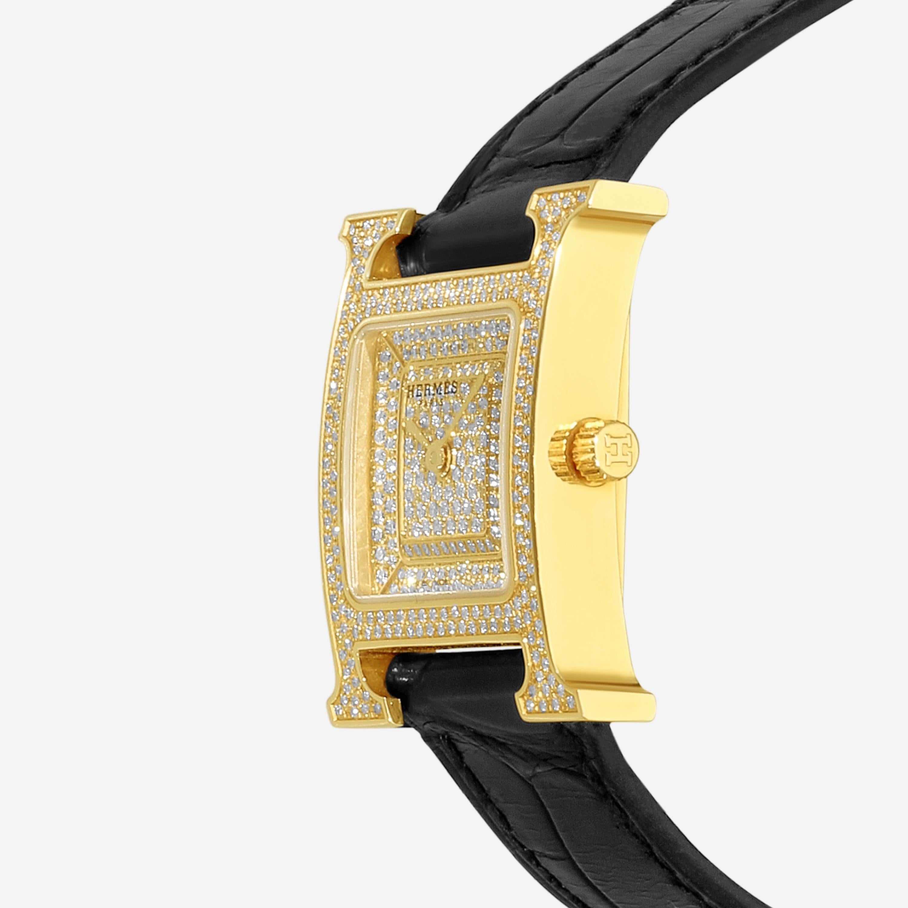Hermès Heure 18K Rose Gold Diamond Quartz Ladies Watch HH4.273