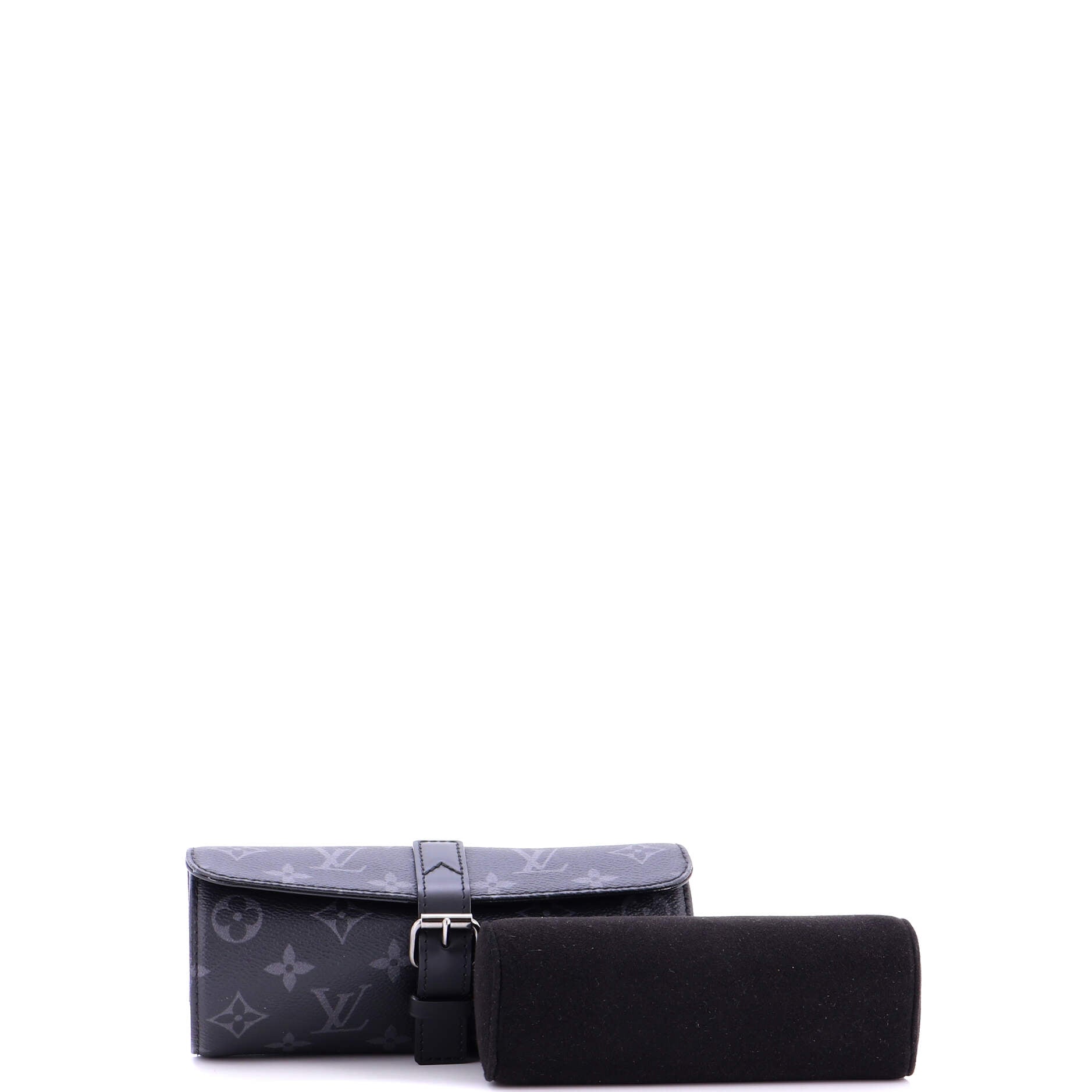 Louis Vuitton 3 Watch Case Monogram Eclipse Canvas