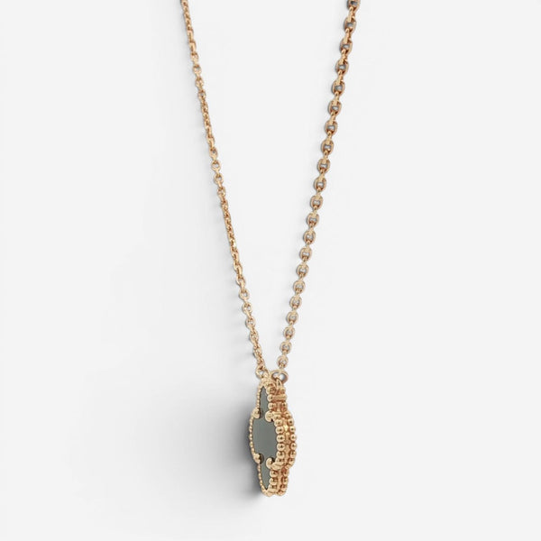 Van Cleef & Arpels Vintage Alhambra 18K Yellow Gold Onyx Pendant Necklace VCARA4