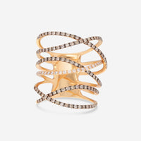 Casato 18K Rose Gold, Brown and White Diamond Highway Ring 391347