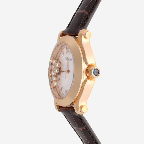 Chopard Happy Sport 18K Rose Gold Diamond Quartz Ladies Watch 275350-5001