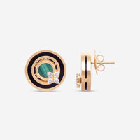 Roberto Coin Love in Verona 18K Rose Gold Diamond, Black Jade & Malachite Stud Earrings 8883125AXERX
