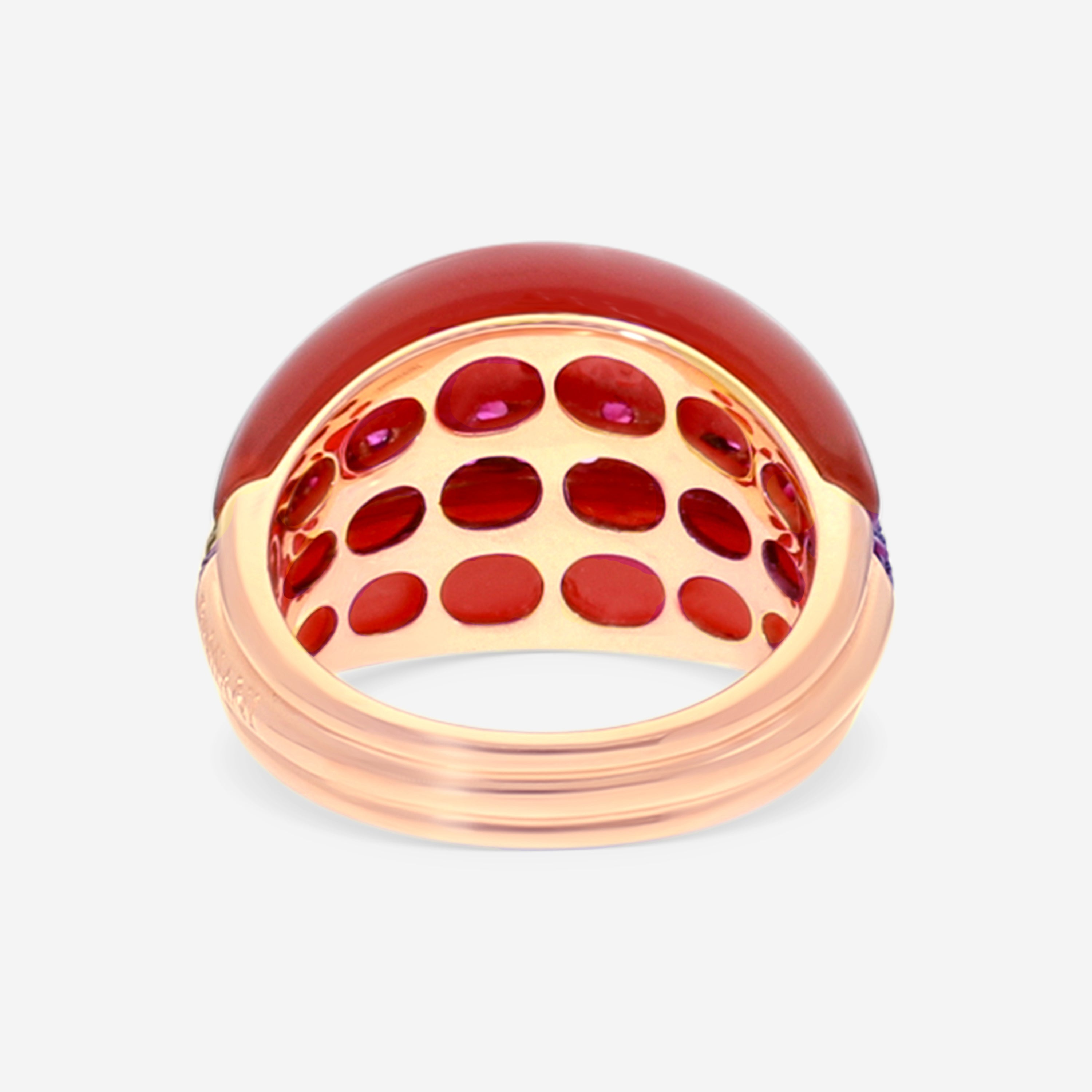 Damiani 18K Rose Gold Carnelian & Ruby Statement Band Ring Sz. 720037238