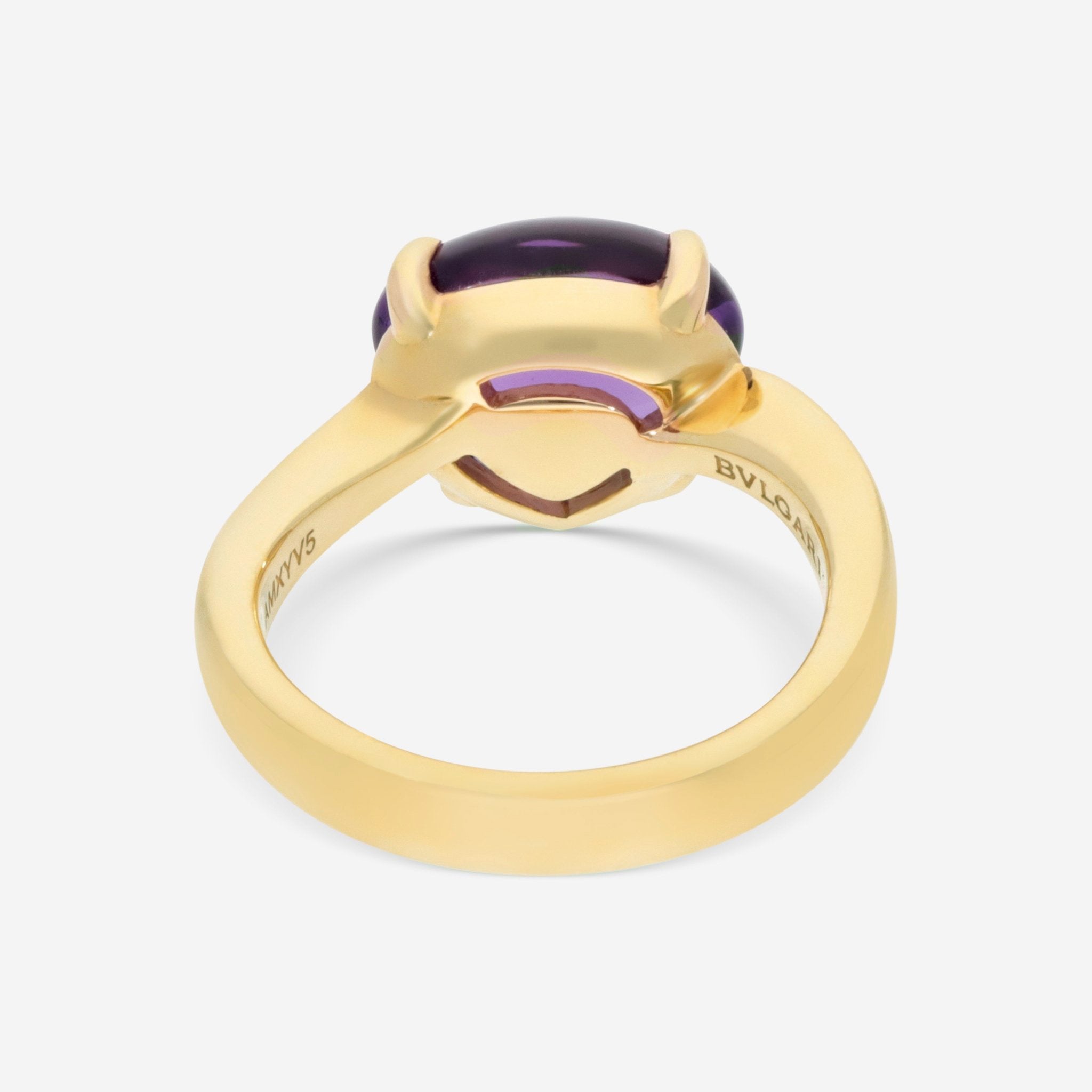 Bulgari Sassi 18K Yellow Gold Purple Amethyst Ring 346923