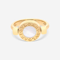 Bulgari Bulgari 18K Yellow Gold White Calcedonium & Onyx Rotating Ring Sz. 4.25 350523