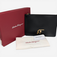 Salvatore Ferragamo Firenze Men's 728058 Black Clutch MSRP $850 - THE SOLIST