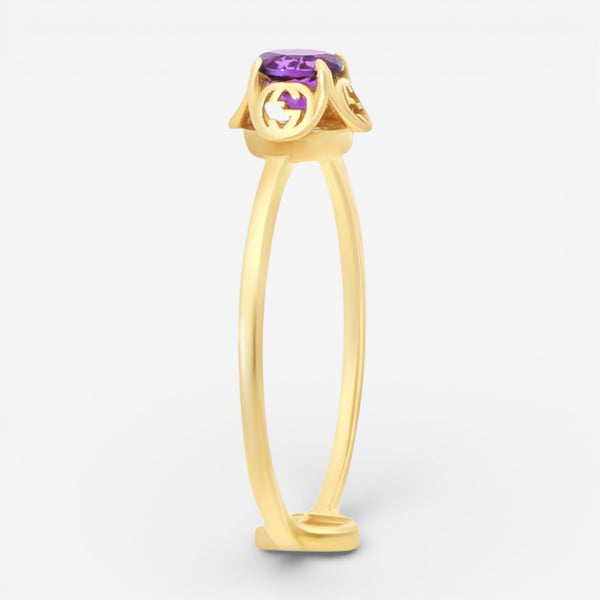 Gucci Interlocking G 18K Yellow Gold Amethyst Ring YBC6624280030 - THE SOLIST