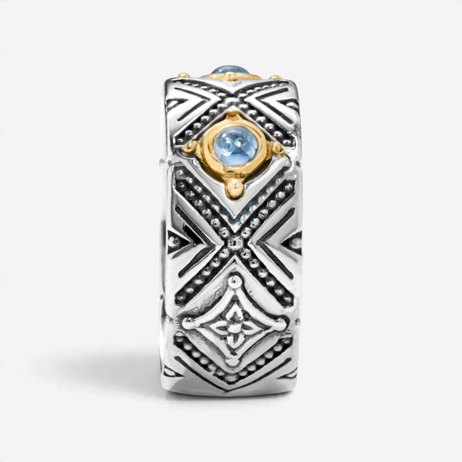 Konstantino Dome Sterling Silver & 18K Yellow Gold Blue Spinel Band Ring Sz. 7 DKJ974-478-S7 - THE SOLIST