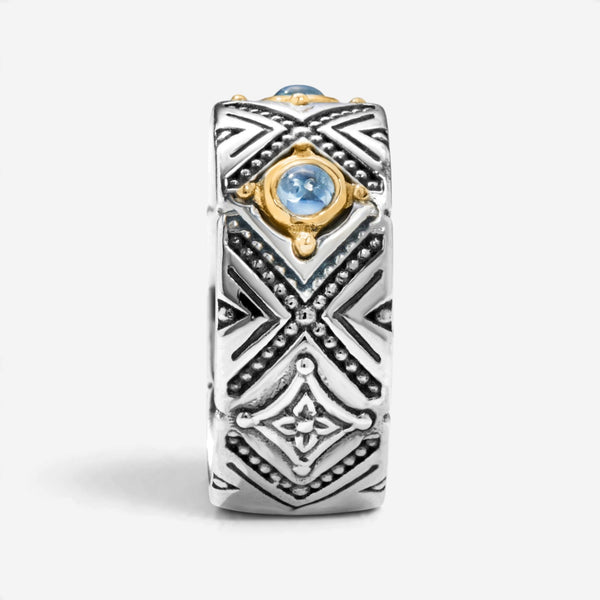 Konstantino Dome Sterling Silver & 18K Yellow Gold Blue Spinel Band Ring Sz. 7 DKJ974-478-S7 - THE SOLIST