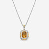 Charles Krypell Sterling Silver and 18K Yellow Gold, Yellow Citrine and White Diamond Pendant Necklace 4-6440-SCD