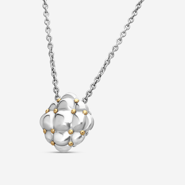 Charles Krypell Sterling Silver and 18K White Gold Cushion Pendant Necklace
