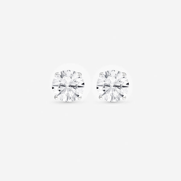 Ina Mar 14K White Gold Four-Prong Solitaire Round Cut IGI Certified Lab Grown Diamond 4.00ct.twd. Stud Earrings 400S310LGW4