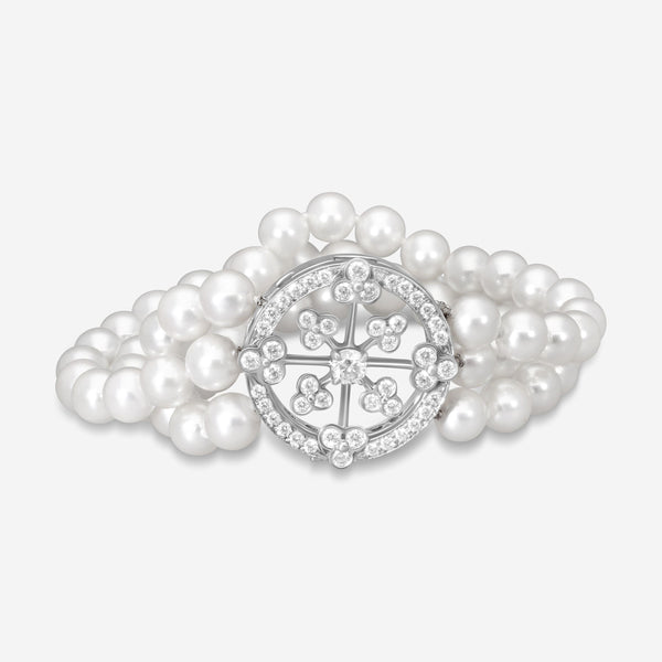 Suna Platinum Diamond Pearl Lace Bracelet B3669CPP