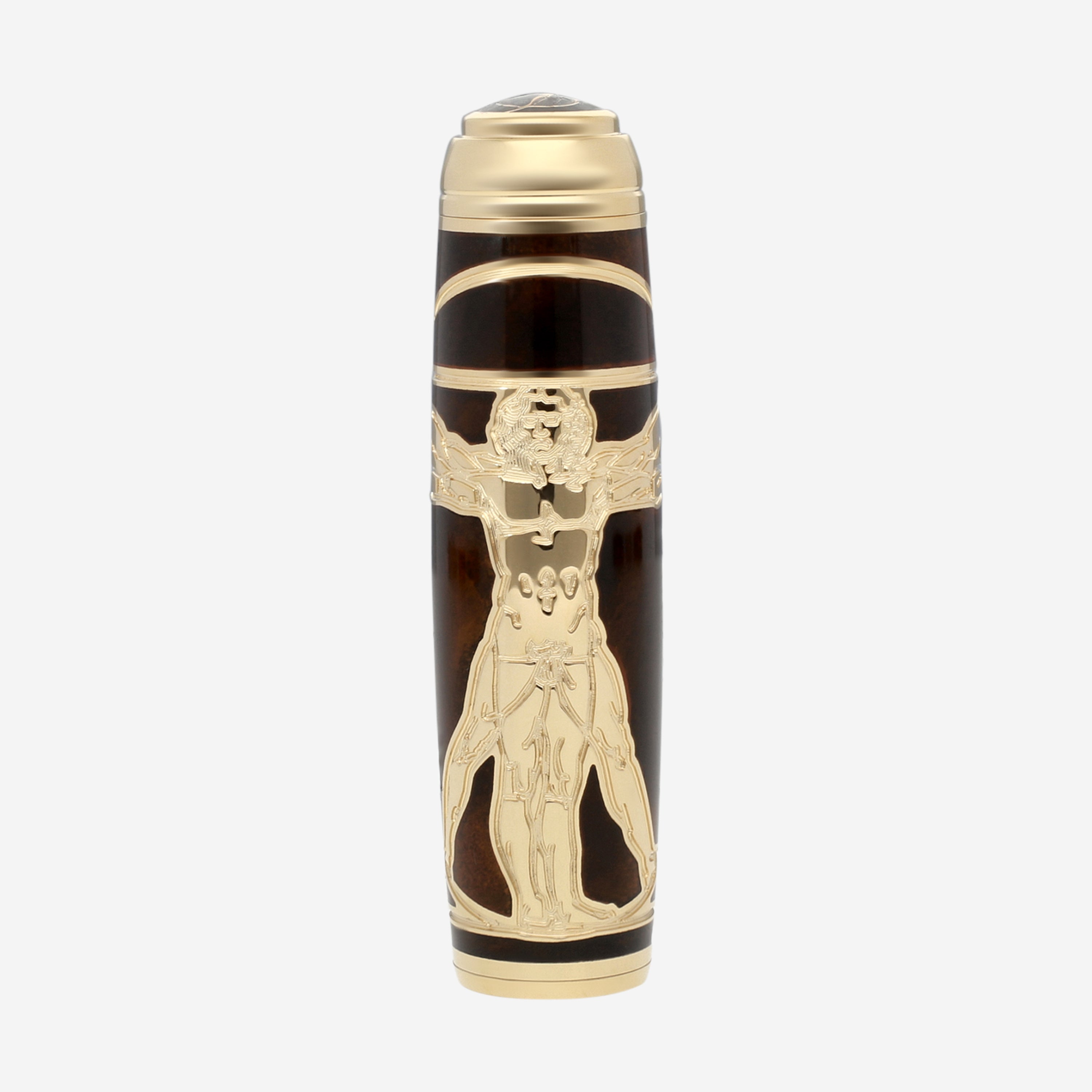 S.T. Dupont Line D Prestige Vitruvian Man 18K Yellow Gold & Brown Lacquer Fountain Pen (M) 410038L