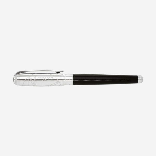 S.T. Dupont Line D Black Vitruvian Man Lacquer & Palladium Premium Fountain Pen (M) 410039L - THE SOLIST