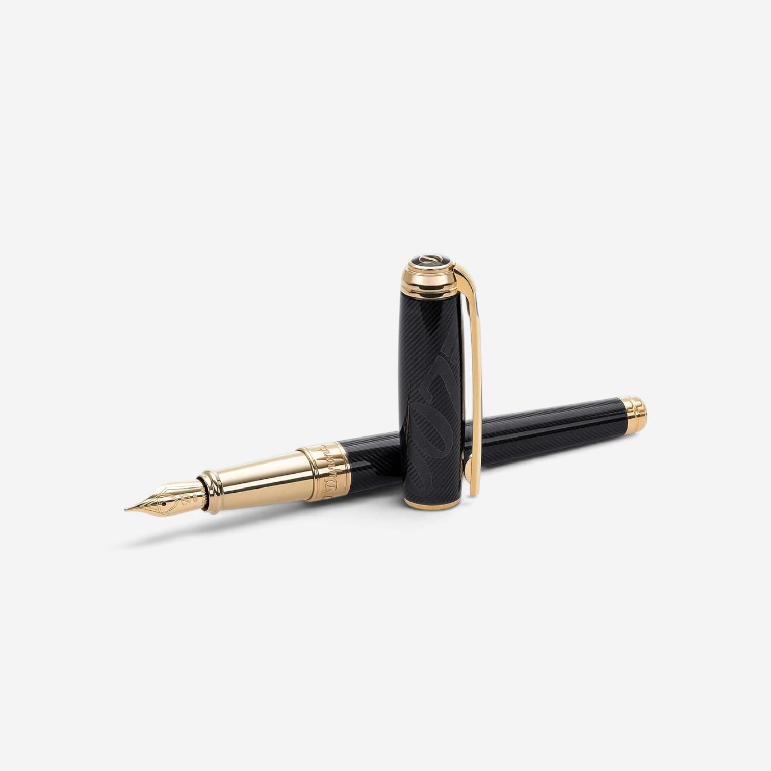 S.T. Dupont James Bond 007 Large Black Lacquer & Gold Fountain Pen (M) 410048