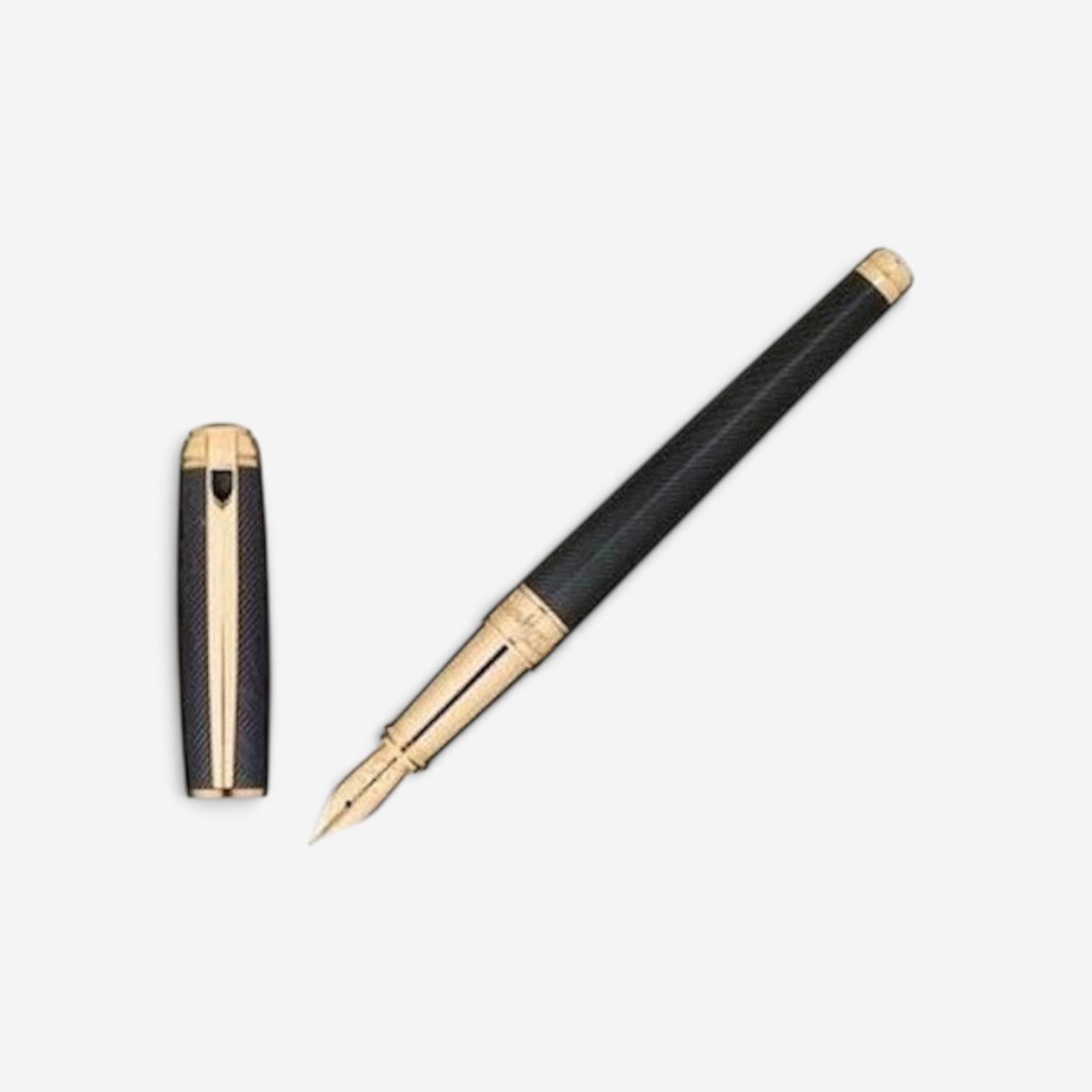 S.T. Dupont James Bond 007 Large Black Lacquer & Gold Fountain Pen (M) 410048