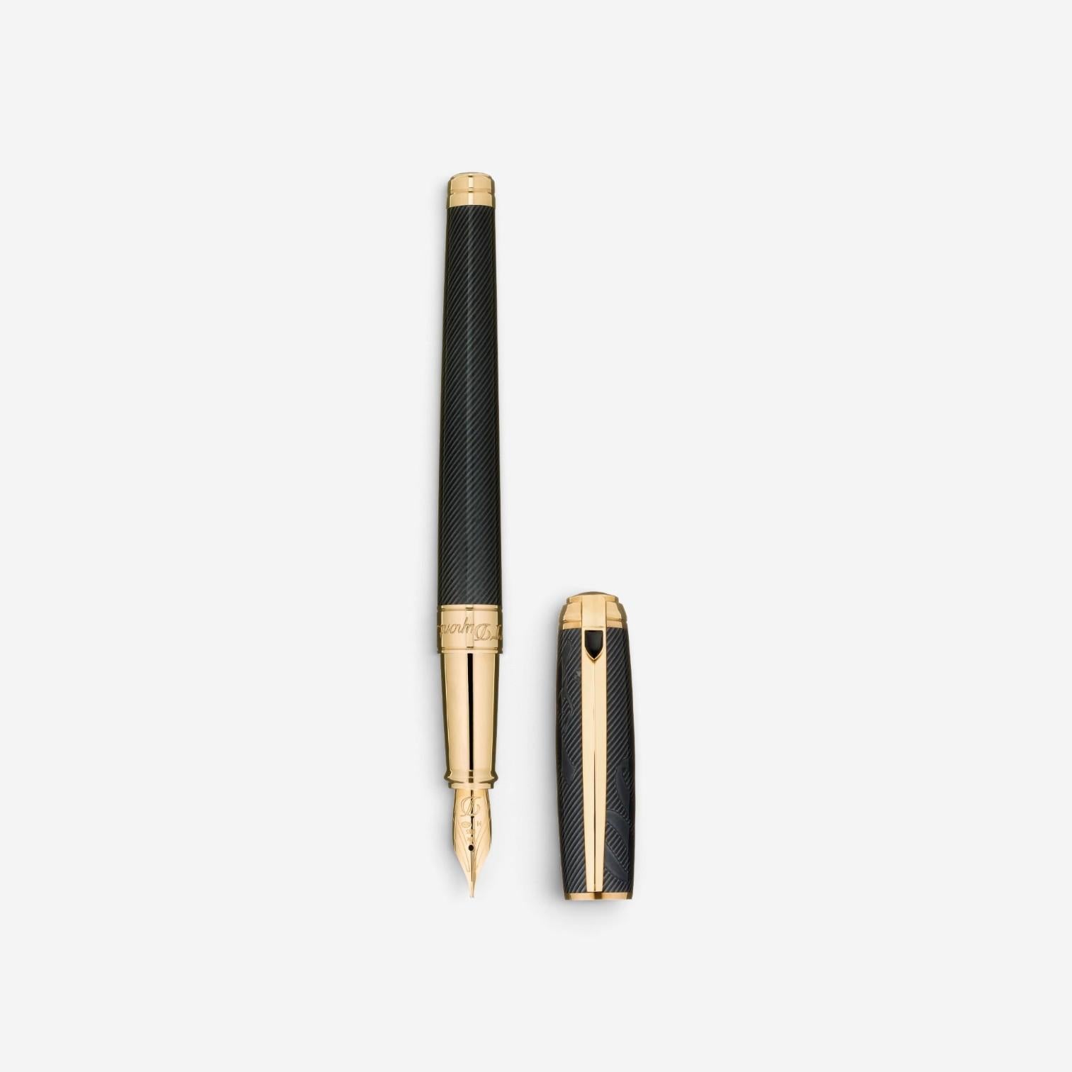S.T. Dupont James Bond 007 Large Black Lacquer & Gold Fountain Pen (M) 410048