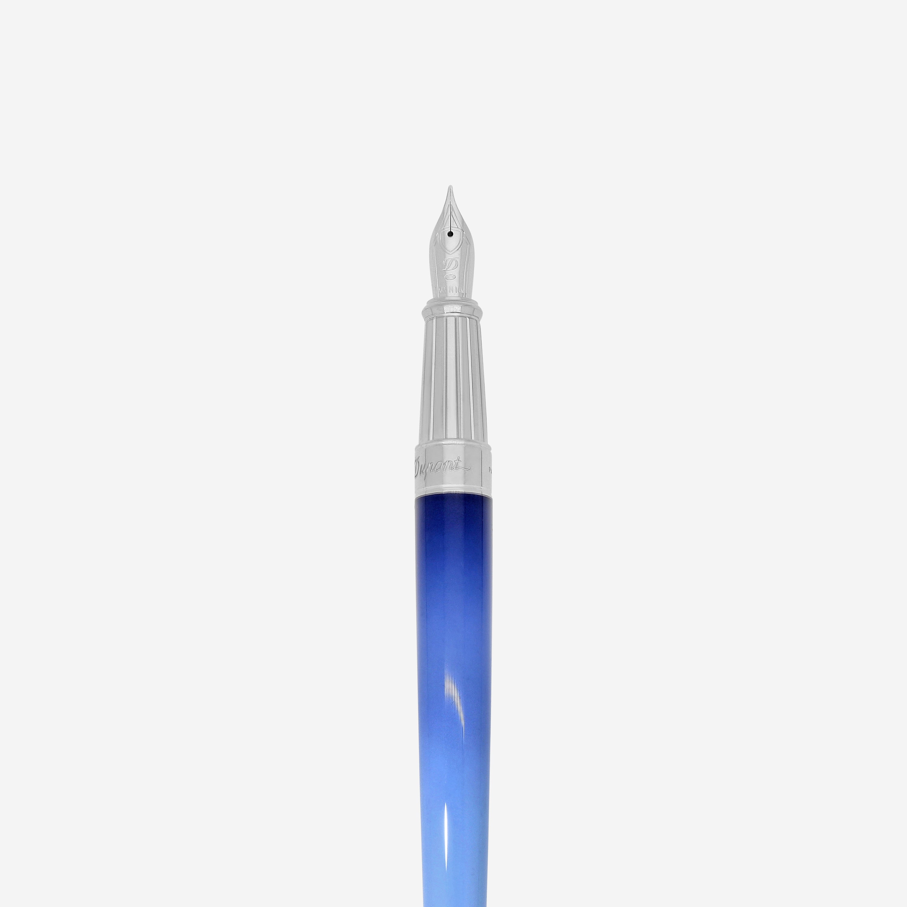 S.T. Dupont Line D La Mer Gradient Blue Solid Brass Natural Lacquer Fountain Pen 410132L
