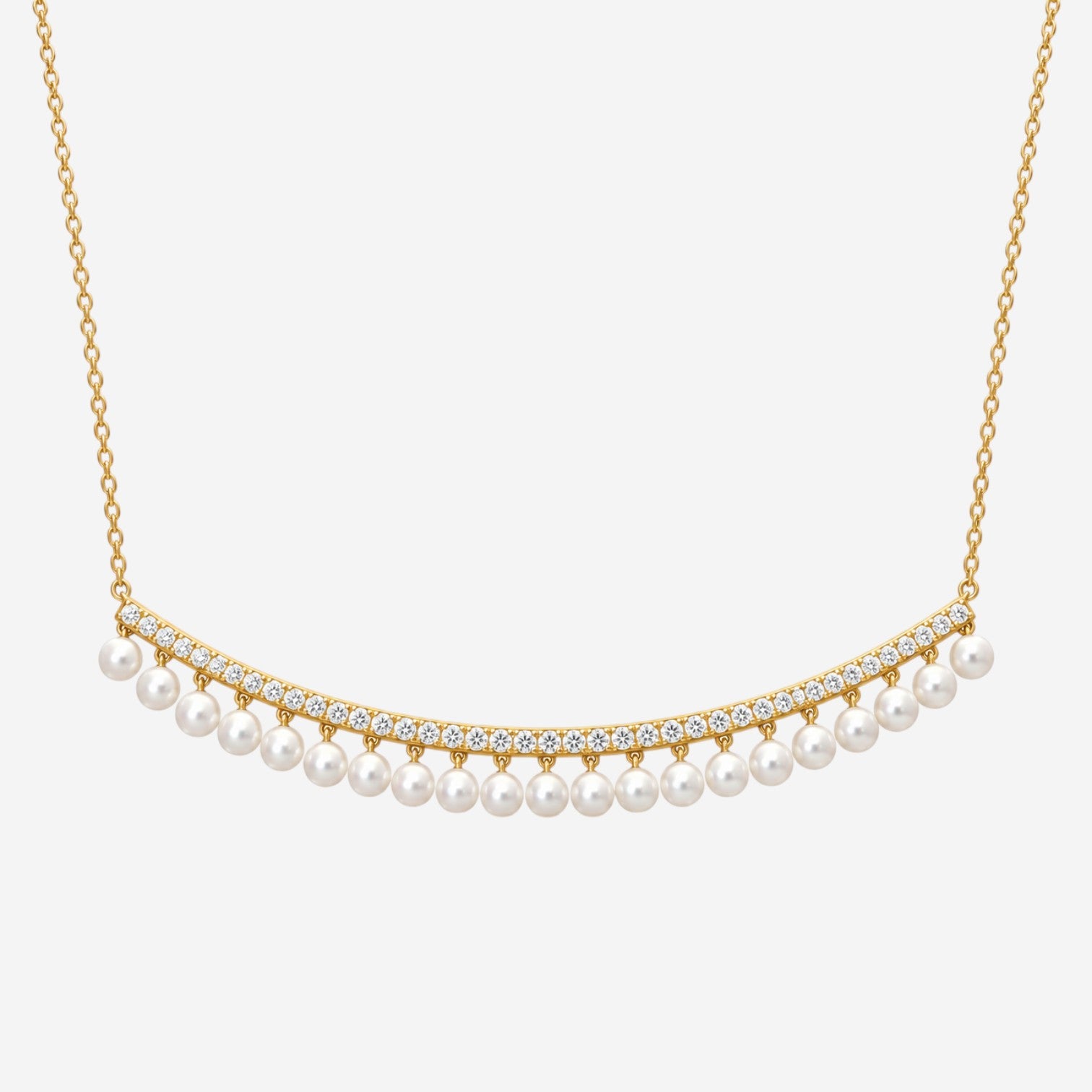 Sydney Evan 14K Yellow Gold Diamond and Pearl Drop Bar Necklace NJP1620PE-Y14HT.CC4