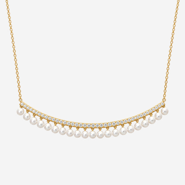 Sydney Evan 14K Yellow Gold Diamond and Pearl Drop Bar Necklace NJP1620PE-Y14HT.CC4
