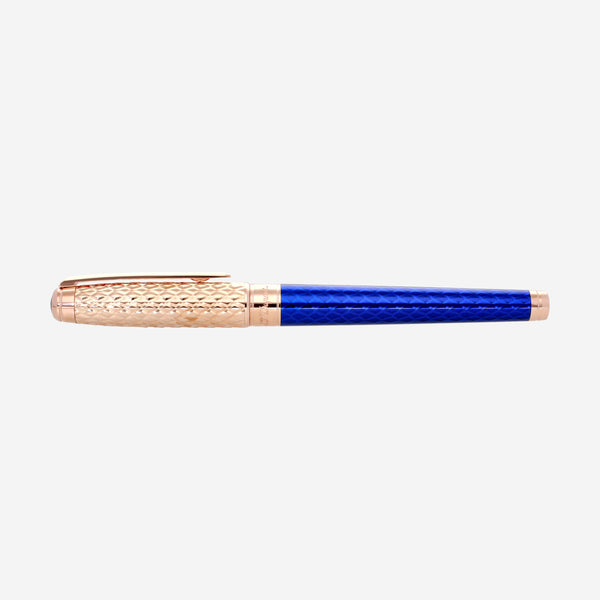 S.T. Dupont Line D Eternity Large Dragon Blue Brass & Rose Gold-Plated Fountain Pen (M) 420030L