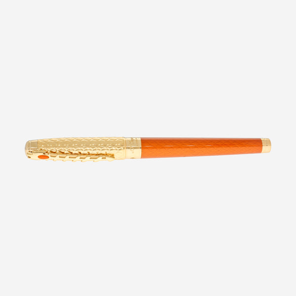 S.T. Dupont Line D Eternity Game of Thrones Fire Orange Yellow Gold Plated & Lacquer Fountain Pen 420037L
