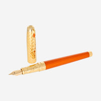 S.T. Dupont Line D Eternity Game of Thrones Fire Orange Yellow Gold Plated & Lacquer Fountain Pen 420037L
