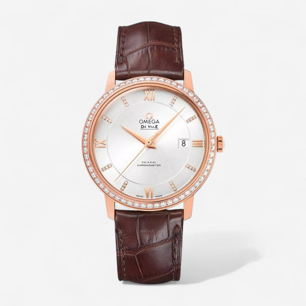 Omega De Ville Prestige 18K Rose Gold Automatic Diamond Unisex Watch 424.58.40.20.52.002 - THE SOLIST