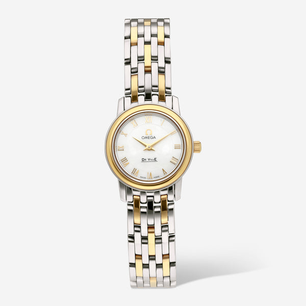 Omega De Ville Prestige 18K Yellow Gold/Steel Mother of Pearl Quartz Ladies Watch 4370.71.00