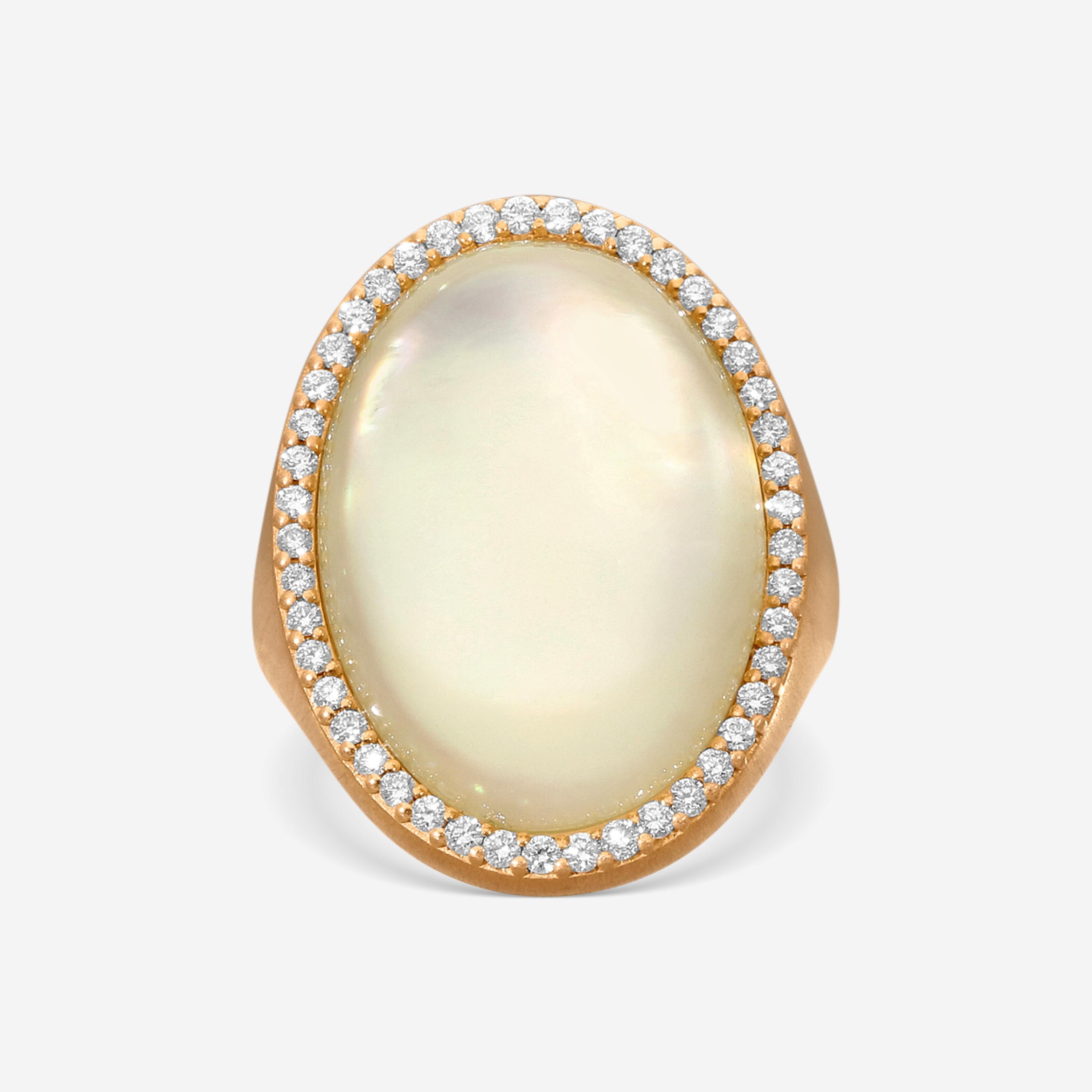 Roberto Coin Small Satin 18K Rose Gold Diamond & Lemon Quartz Ring Sz. 7 473499A