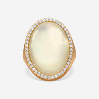 Roberto Coin Small Satin 18K Rose Gold Diamond & Lemon Quartz Ring Sz. 7 473499A