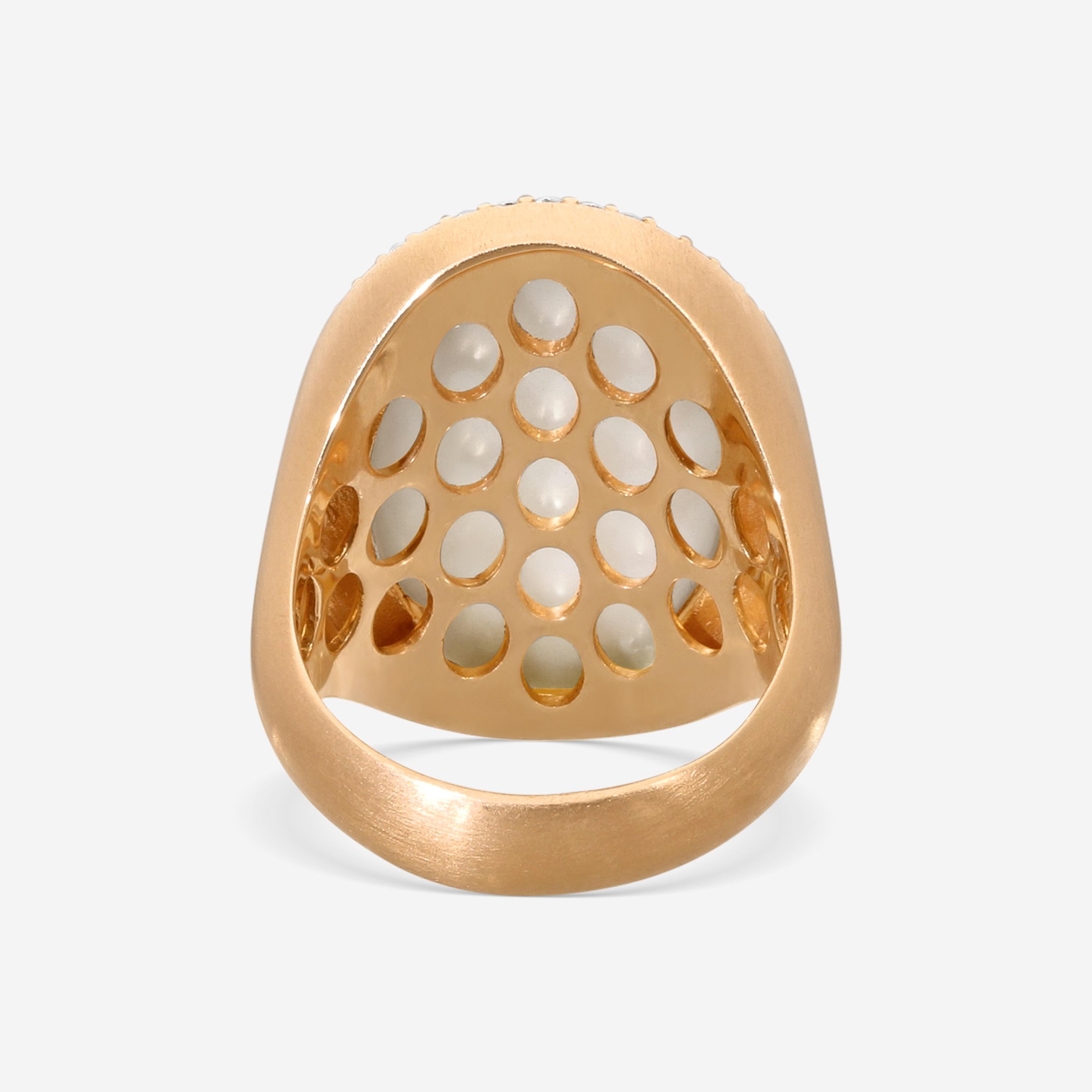Roberto Coin Small Satin 18K Rose Gold Diamond & Lemon Quartz Ring Sz. 7 473499A