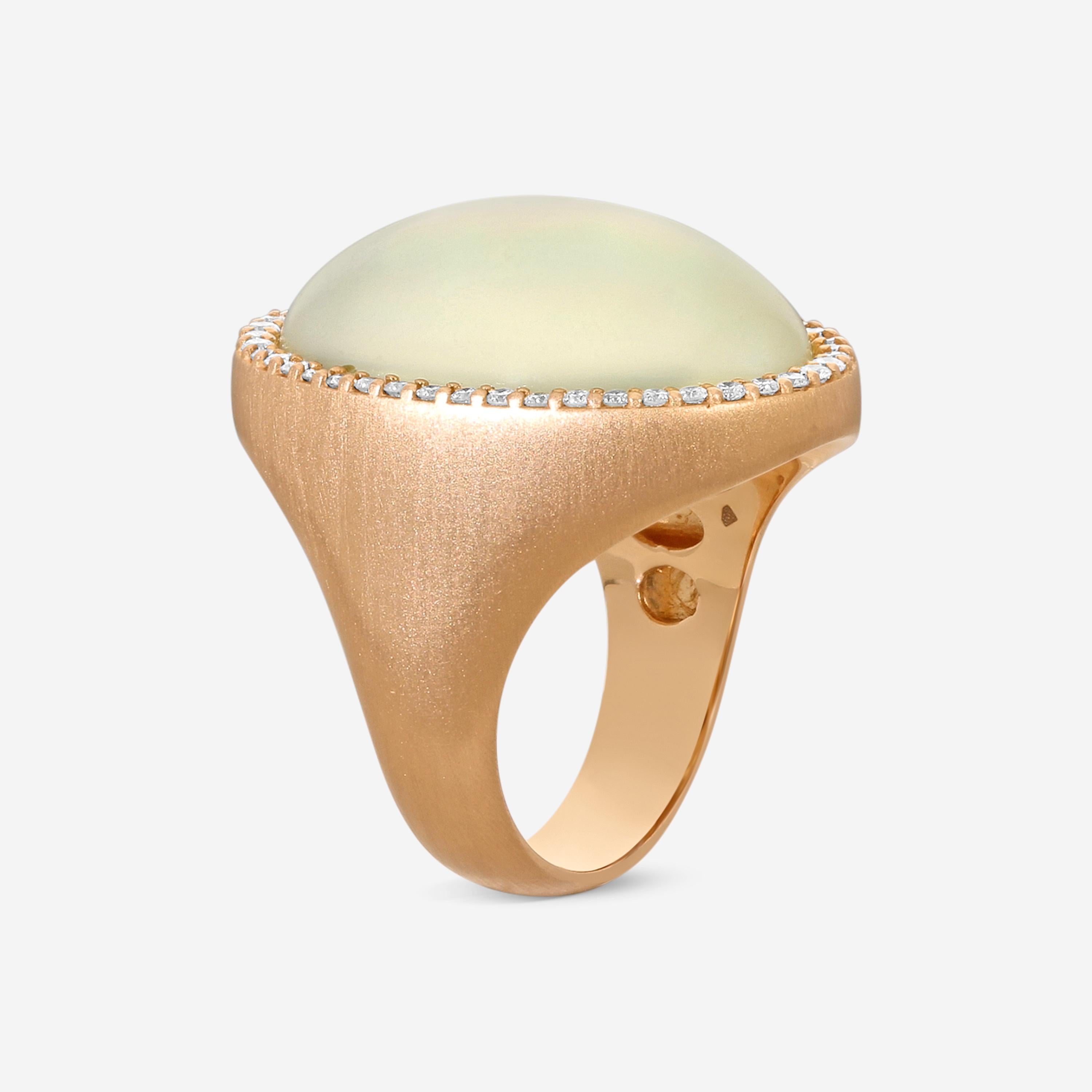Roberto Coin Small Satin 18K Rose Gold Diamond & Lemon Quartz Ring Sz. 7 473499A