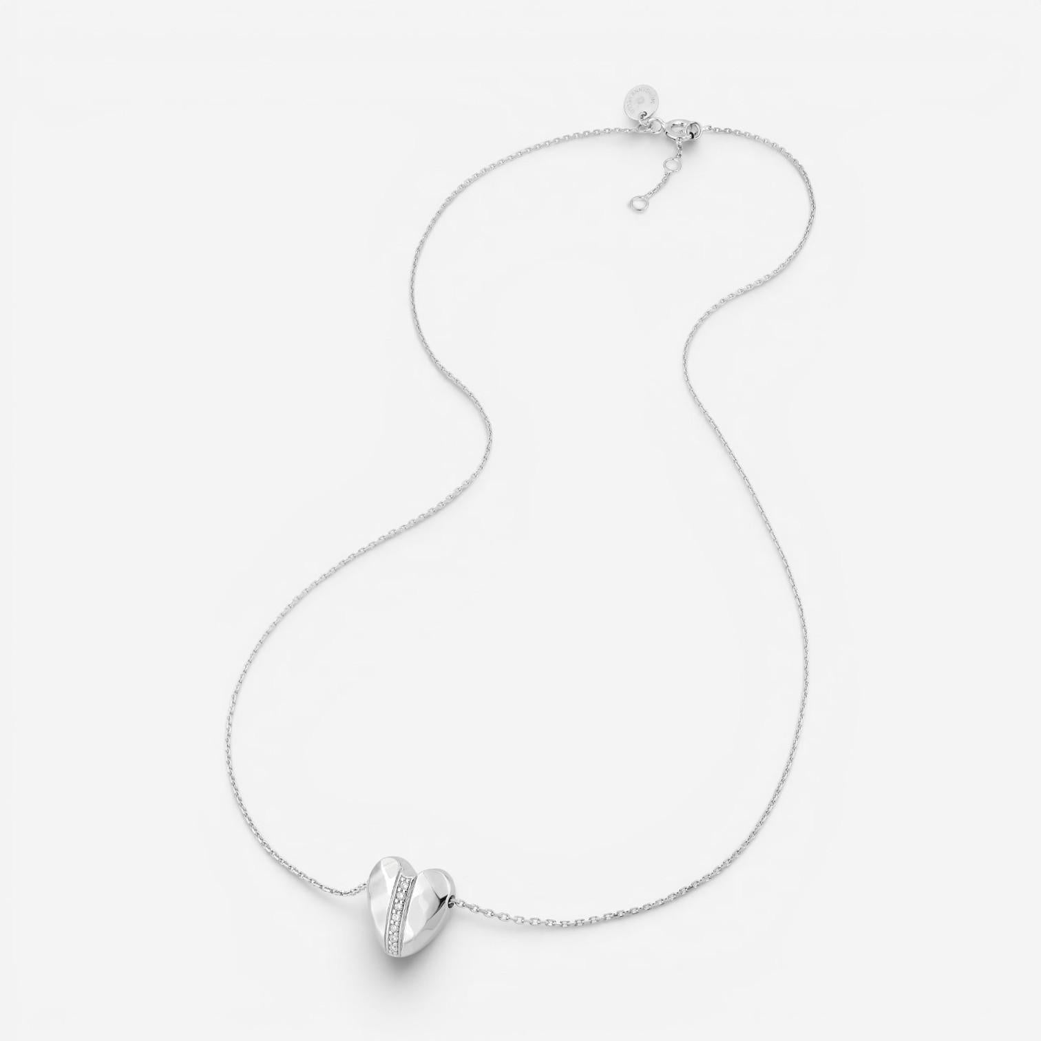 Morganne Bello Infinite Love 18K White Gold Diamond Heart Pendant Necklace 43WL
