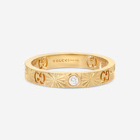 Gucci Icon Ring 18K Yellow Gold and Diamond Band Ring YBC7278920020 MSRP $1,610 - THE SOLIST