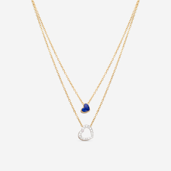 K Di Kuore In And Out 18K Yellow Gold Necklace Diamond and Lapis 451820