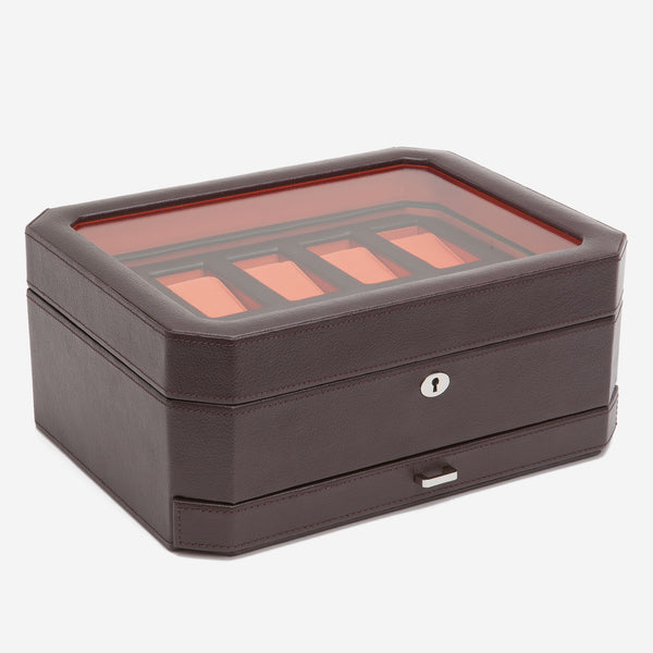 Wolf 1834 Windsor Brown Leather 10 Piece Watch Box With Drawer