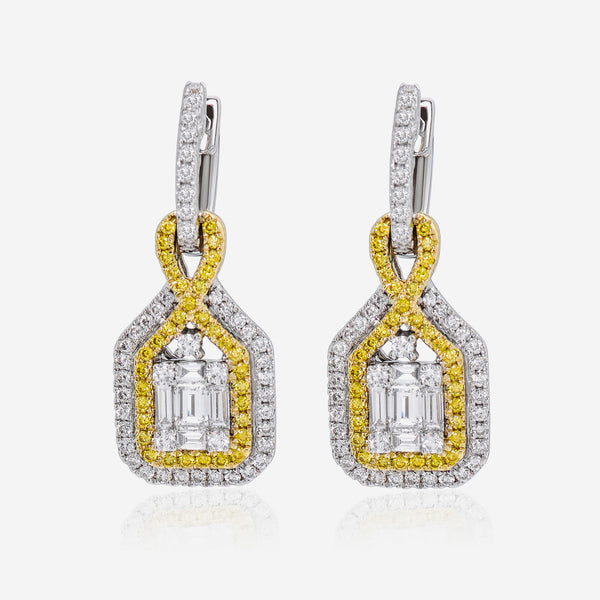Gregg Ruth 14K Gold, White Diamond 1.13ct. tw. and Fancy Yellow Diamond Drop Earrings